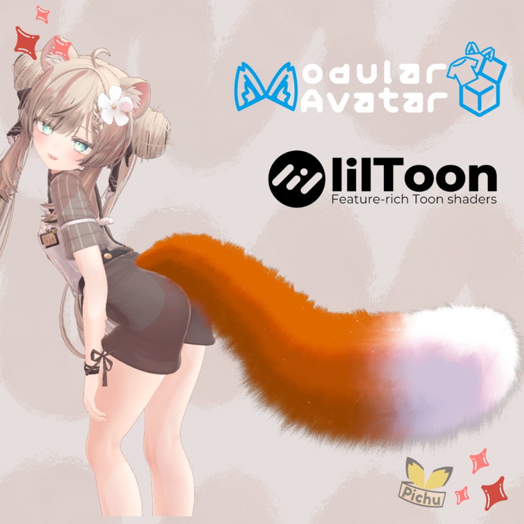 Fluffy Tail / ふわふわしっぽ (Blendshape fox and cat)