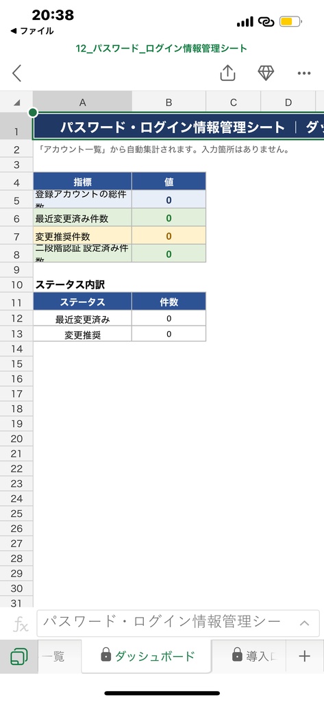 パスワード・ログイン情報管理シート