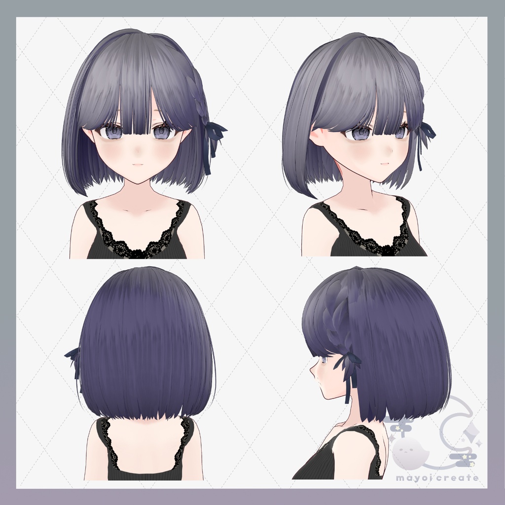 【VRoid hair】さいどりぼんボブ【ヘアプリセット】