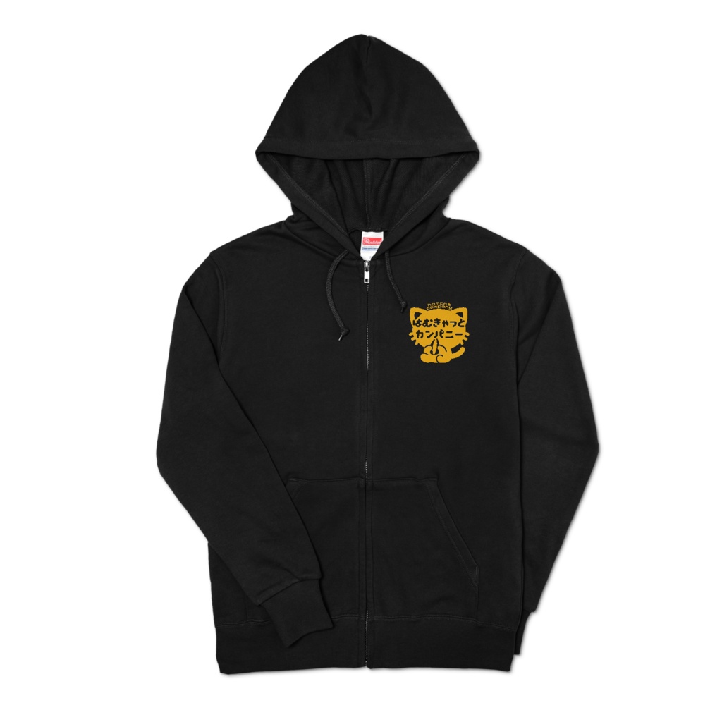 【白/黒色パーカー】HamCat Company hooded sweatshirt【かしわねこ】