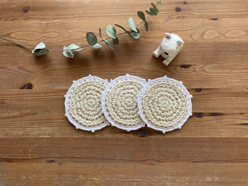 コースター(lace)white 3枚セット