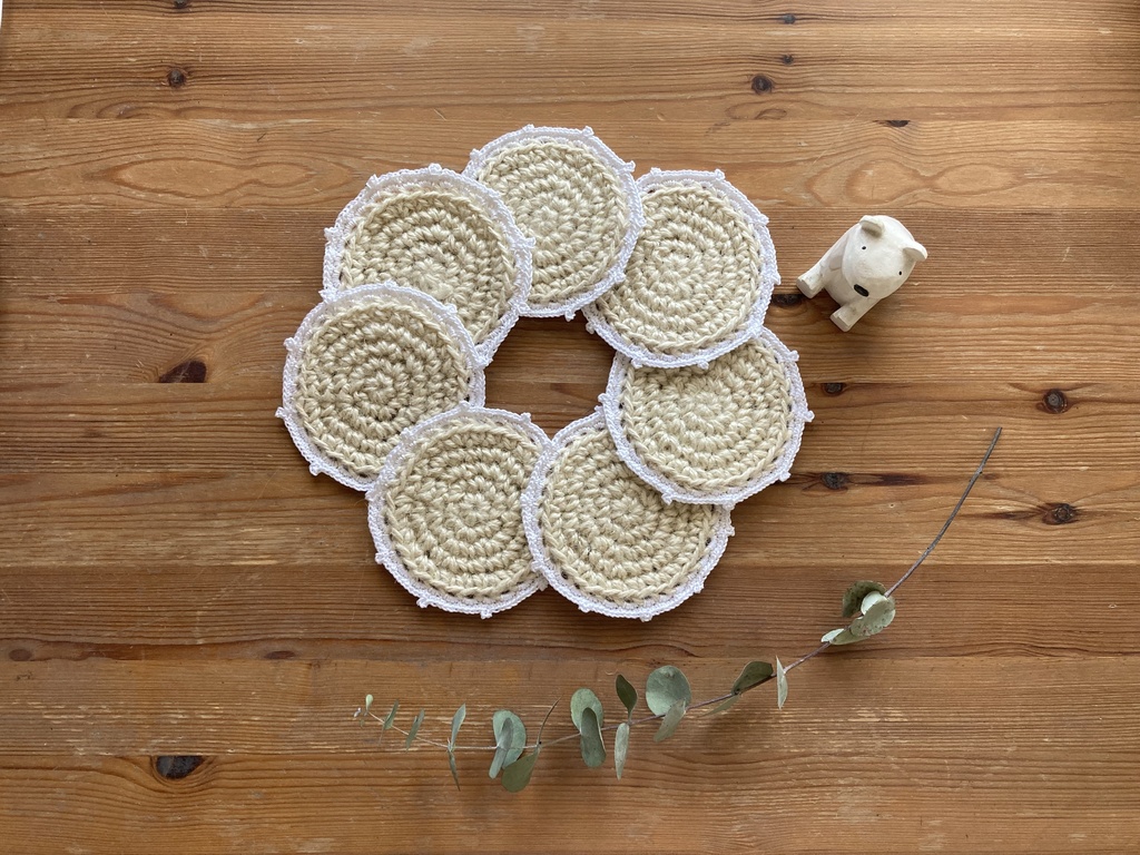コースター(lace)white 5枚セット