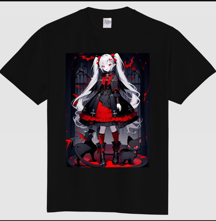 ヴァンパイアキャット擬人化XLサイズTシャツ