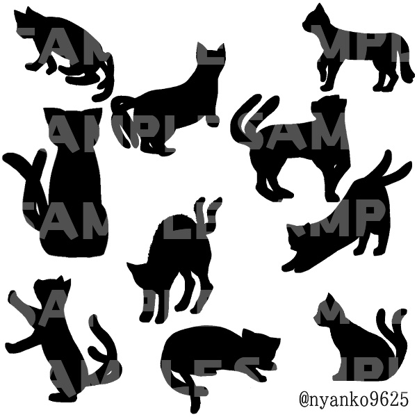 【無料お試し版有】猫と猫又のシルエット