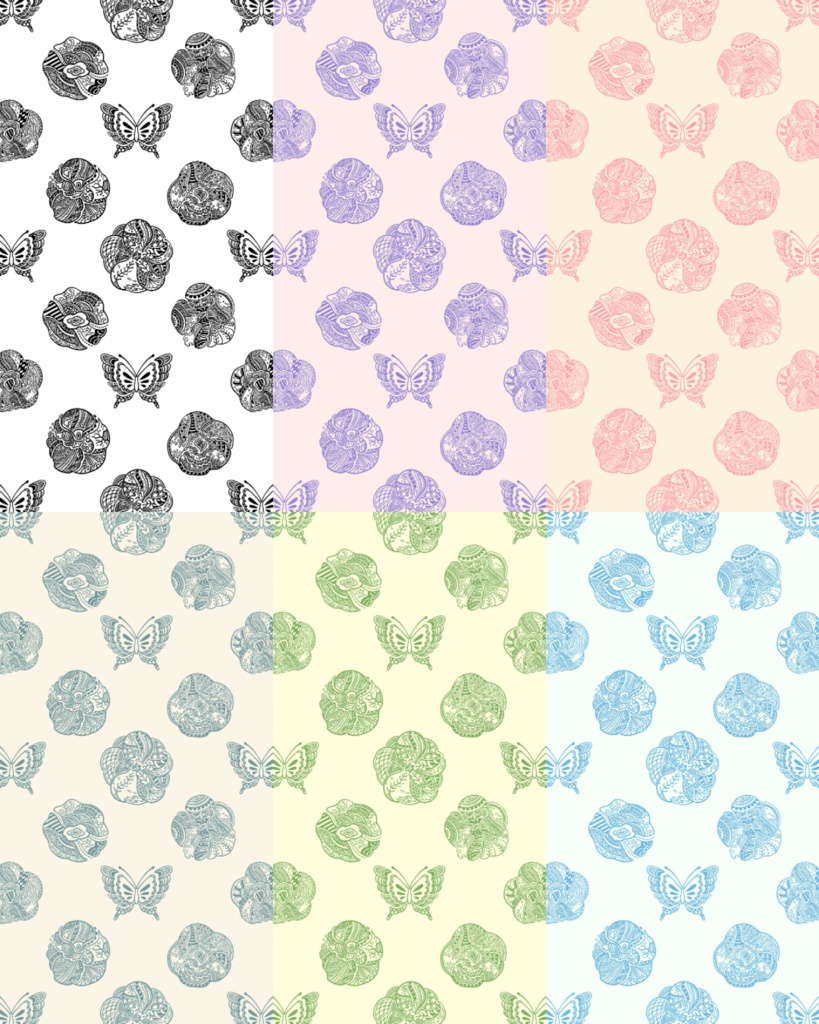 お花とちょうちょ敷き詰めました【6色セット】