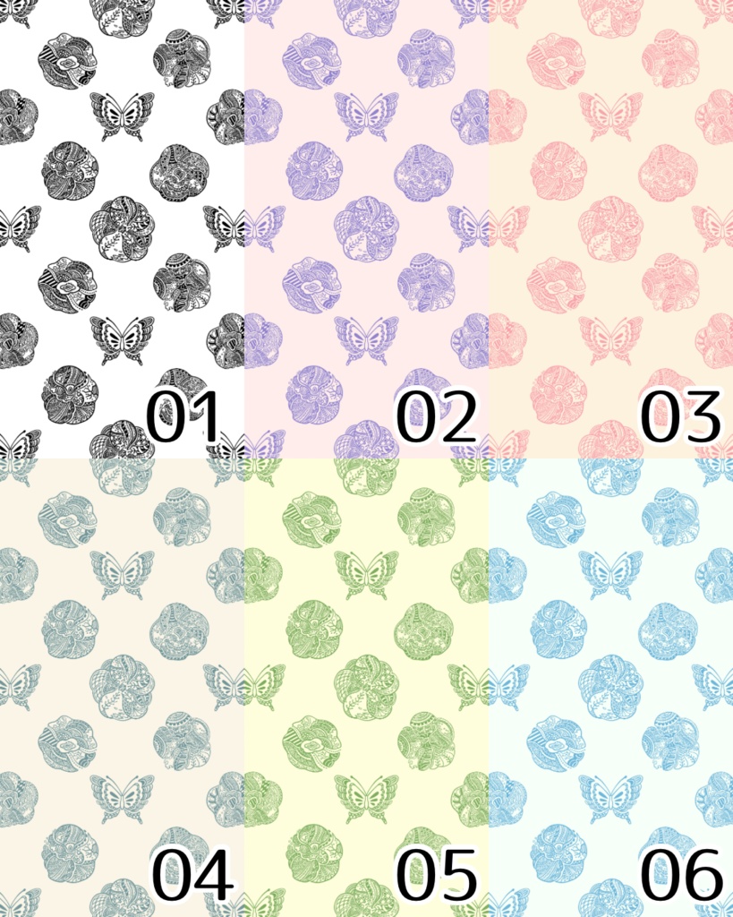 お花とちょうちょ敷き詰めました【6色セット】