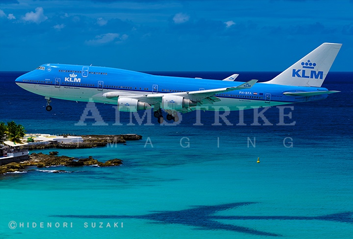 KLM 747 Over Caribbean Sea SXM
