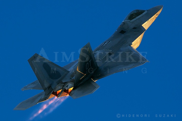 F-22 Raptor Unrestricted Climb  to the dusk sky