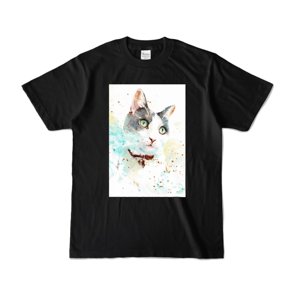 Tシャツ_猫イラストB(黒)