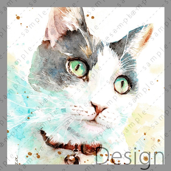 Tシャツ_猫イラストB(白)