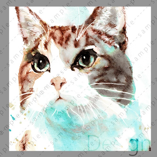 Tシャツ_猫イラストA(白)