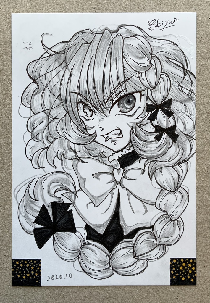 【手描きオリジナルドローイング】乙女の表情・怒!Aパターン