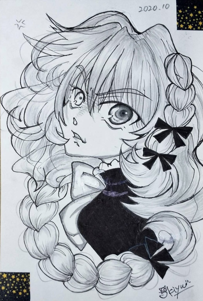 【手描きオリジナルドローイング】乙女の表情・怒!Bパターン