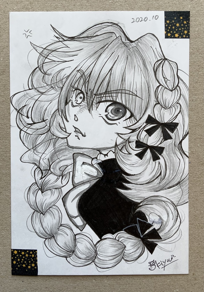 【手描きオリジナルドローイング】乙女の表情・怒!Bパターン