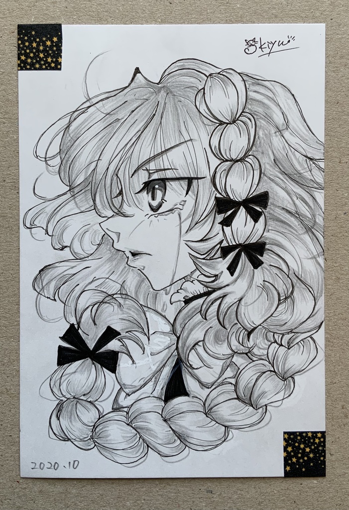 【手描きオリジナルドローイング】乙女の表情・哀!Dパターン