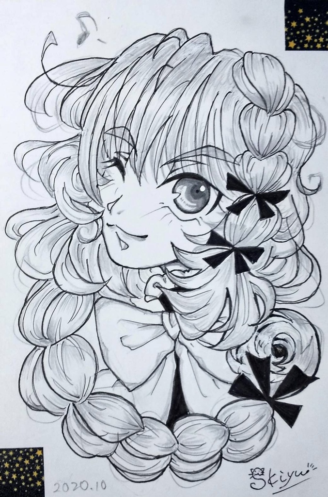 【手描きオリジナルドローイング】乙女の表情・楽！