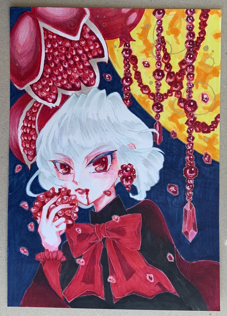 【オリジナル手描きイラスト】「赤を喰らう」