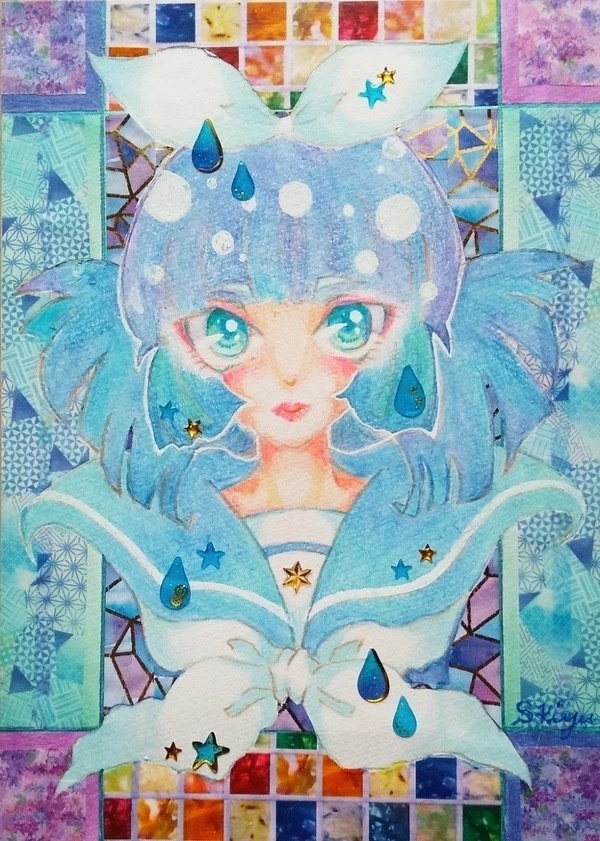【オリジナル手描きイラスト】「紫陽花乙女」
