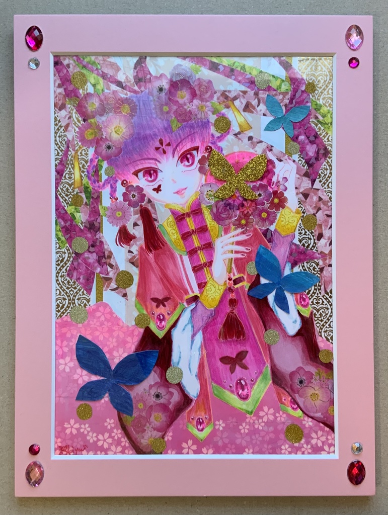 【オリジナルアナログイラスト】「蝶よ花よ」