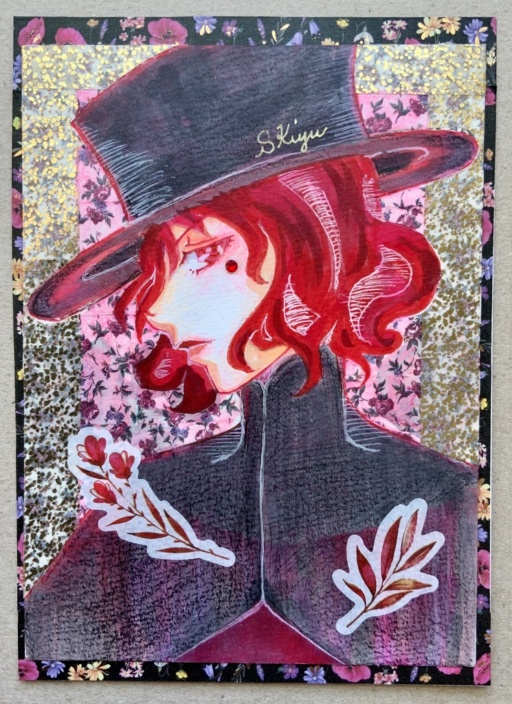 【オリジナルアナログイラスト】「赤い魔女の視線」