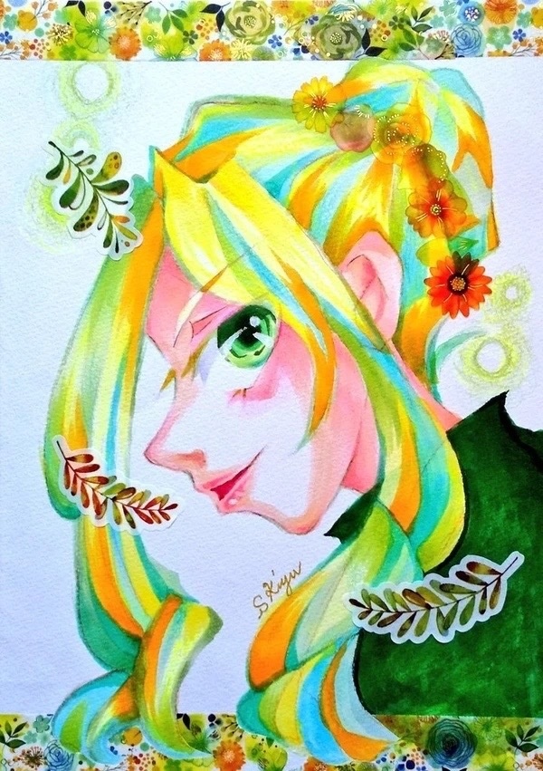 【オリジナルアナログイラスト】習作・緑