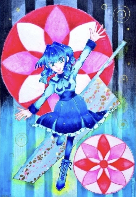 【アナログオリジナルイラスト】「召喚士、暗闇からヒカリを」