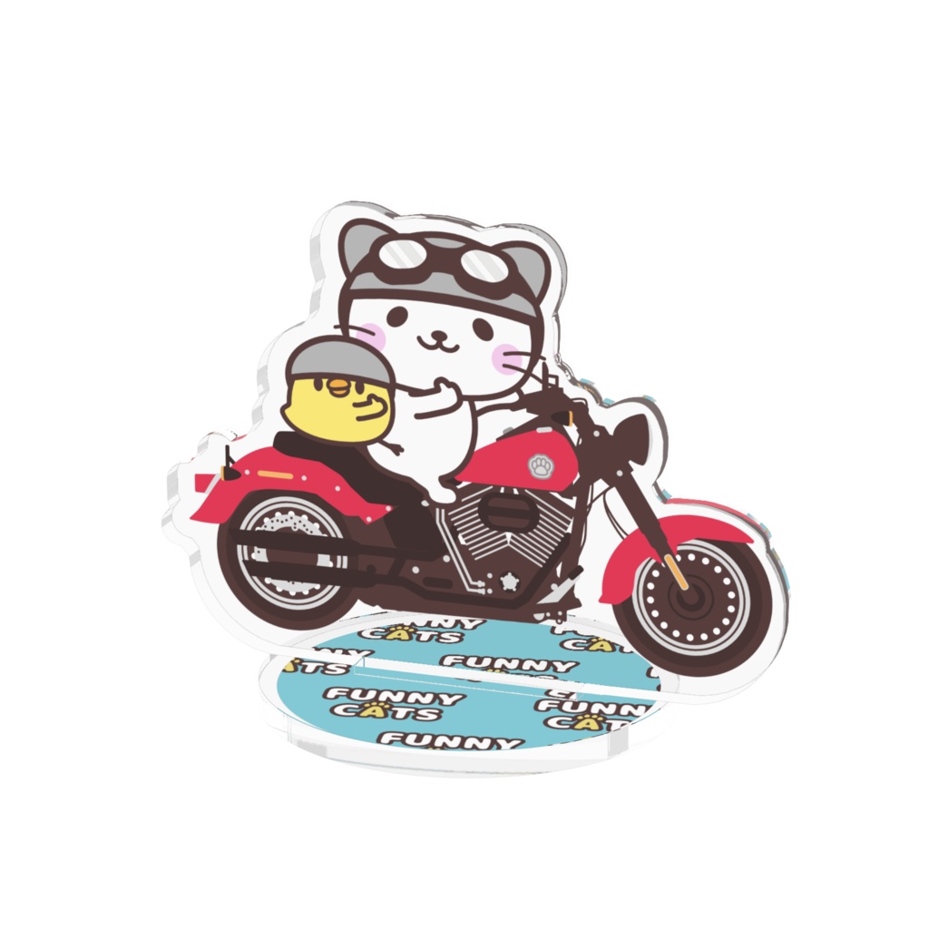 ハーレーに乗る猫＆ひよこ