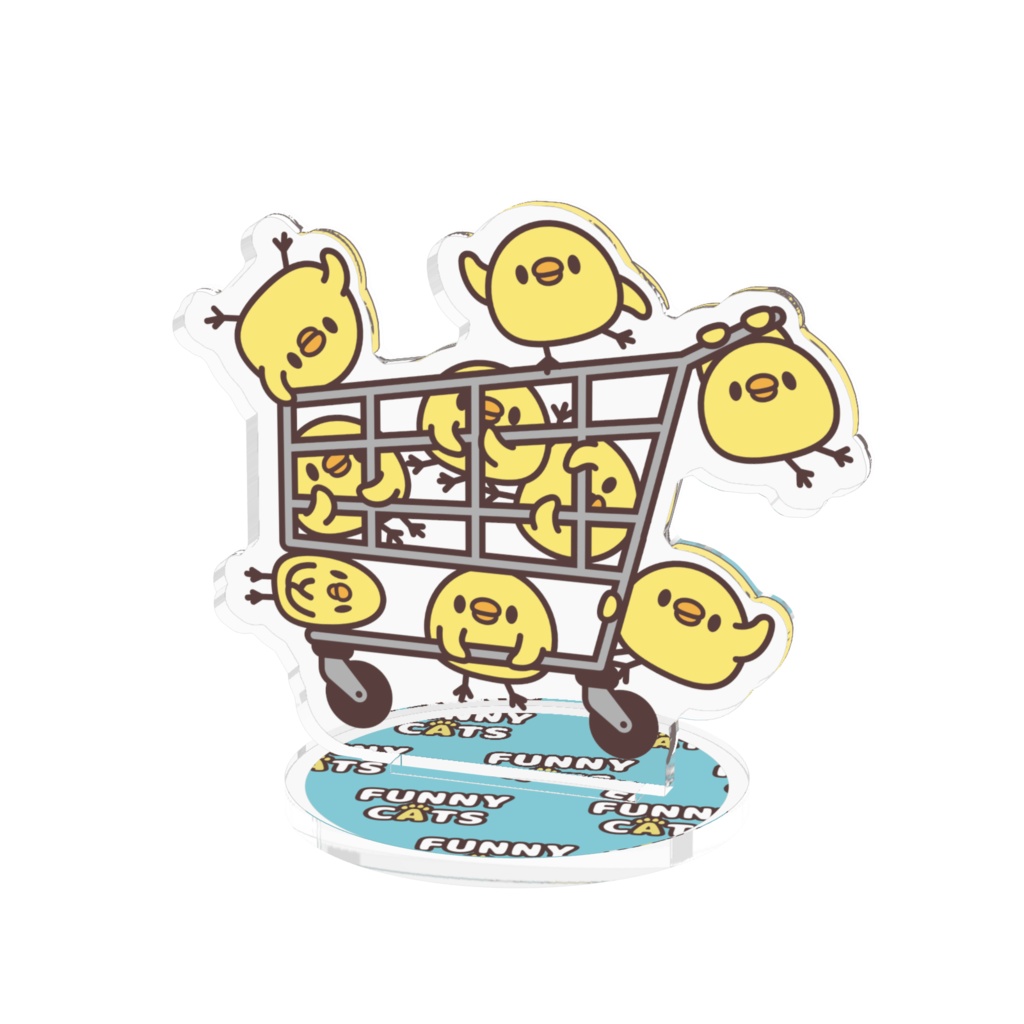 ショッピングカートで遊ぶヒヨコ達