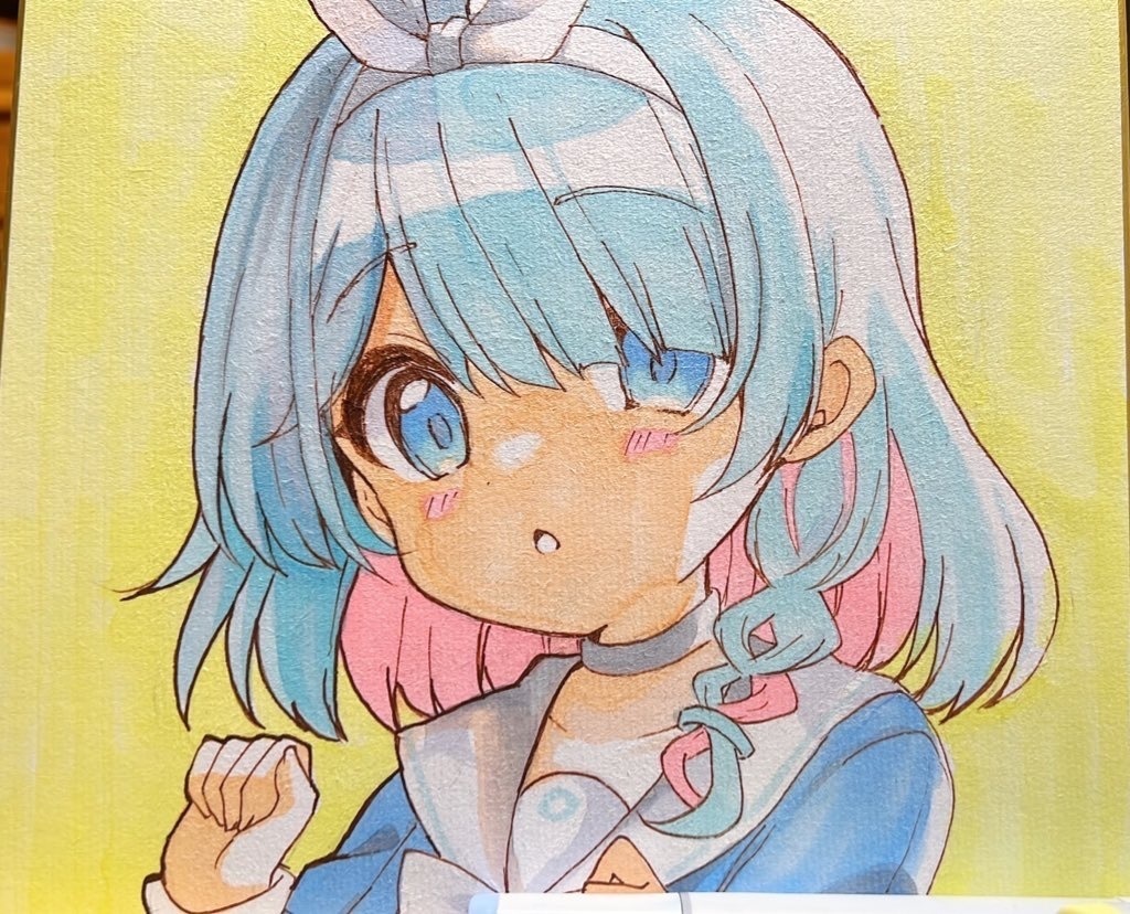 ブルアカ　アロナ　直筆色紙