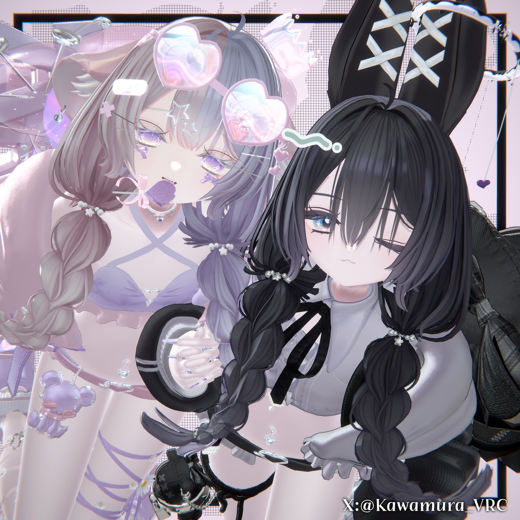 ✨️販売セール中!✨️【オリジナル3Dヘアモデル】みつあみローツイン(mituami_LowTwin)