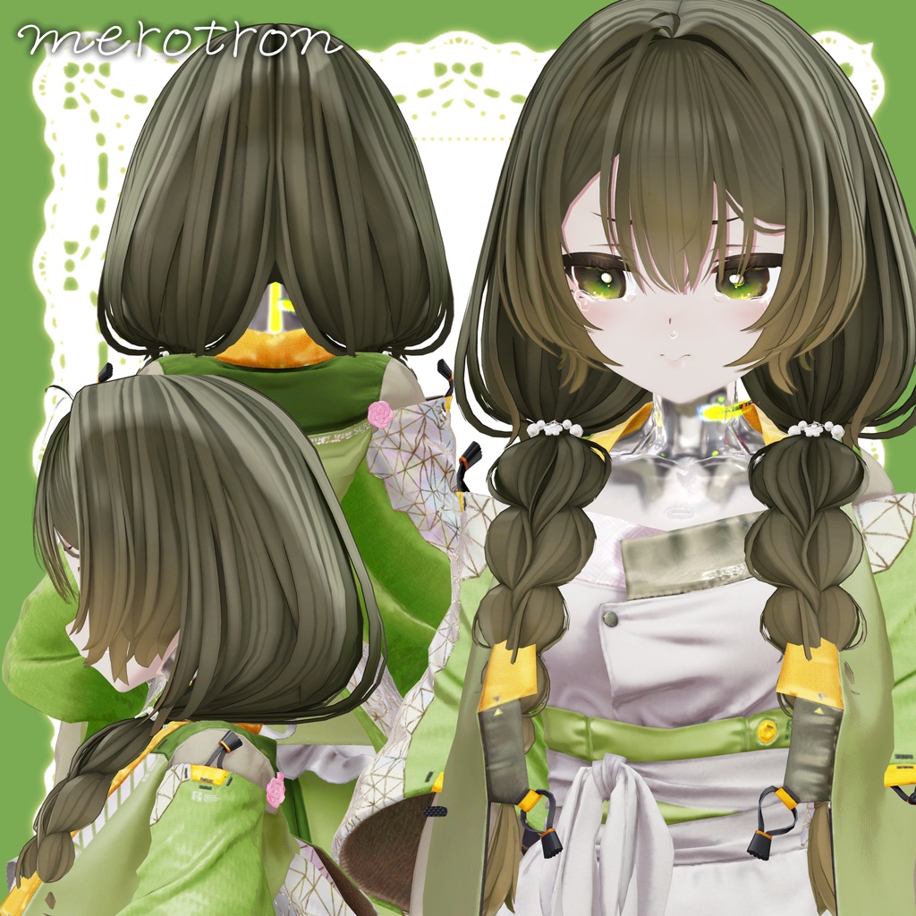 ✨️販売セール中!✨️【オリジナル3Dヘアモデル】みつあみローツイン(mituami_LowTwin)
