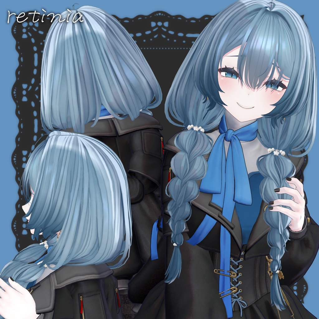 ✨️販売セール中!✨️【オリジナル3Dヘアモデル】みつあみローツイン(mituami_LowTwin)