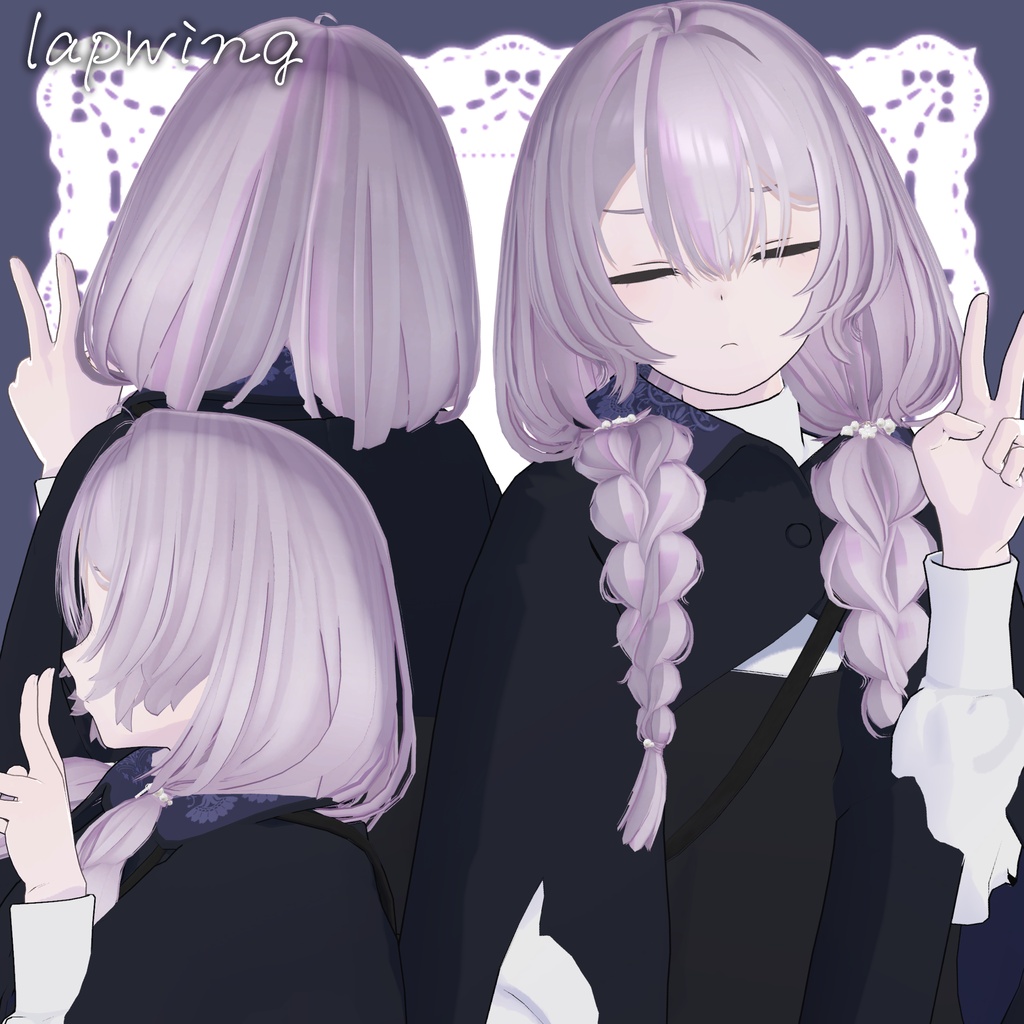 ✨️販売セール中!✨️【オリジナル3Dヘアモデル】みつあみローツイン(mituami_LowTwin)