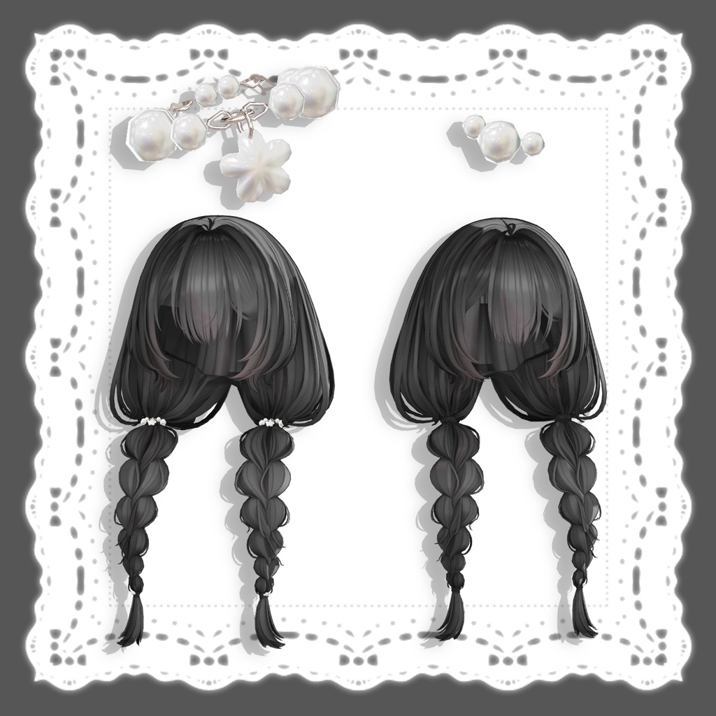 ✨️販売セール中!✨️【オリジナル3Dヘアモデル】みつあみローツイン(mituami_LowTwin)