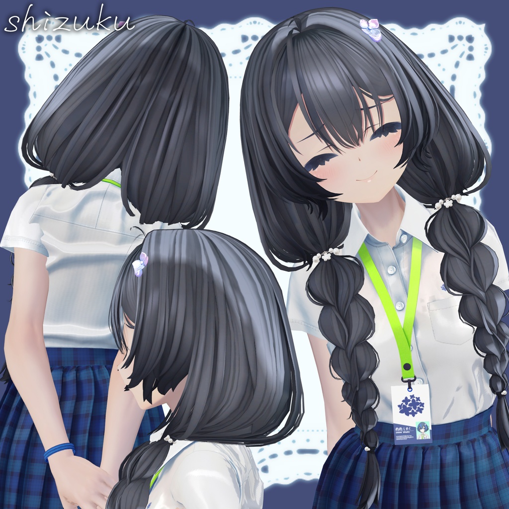 ✨️販売セール中!✨️【オリジナル3Dヘアモデル】みつあみローツイン(mituami_LowTwin)