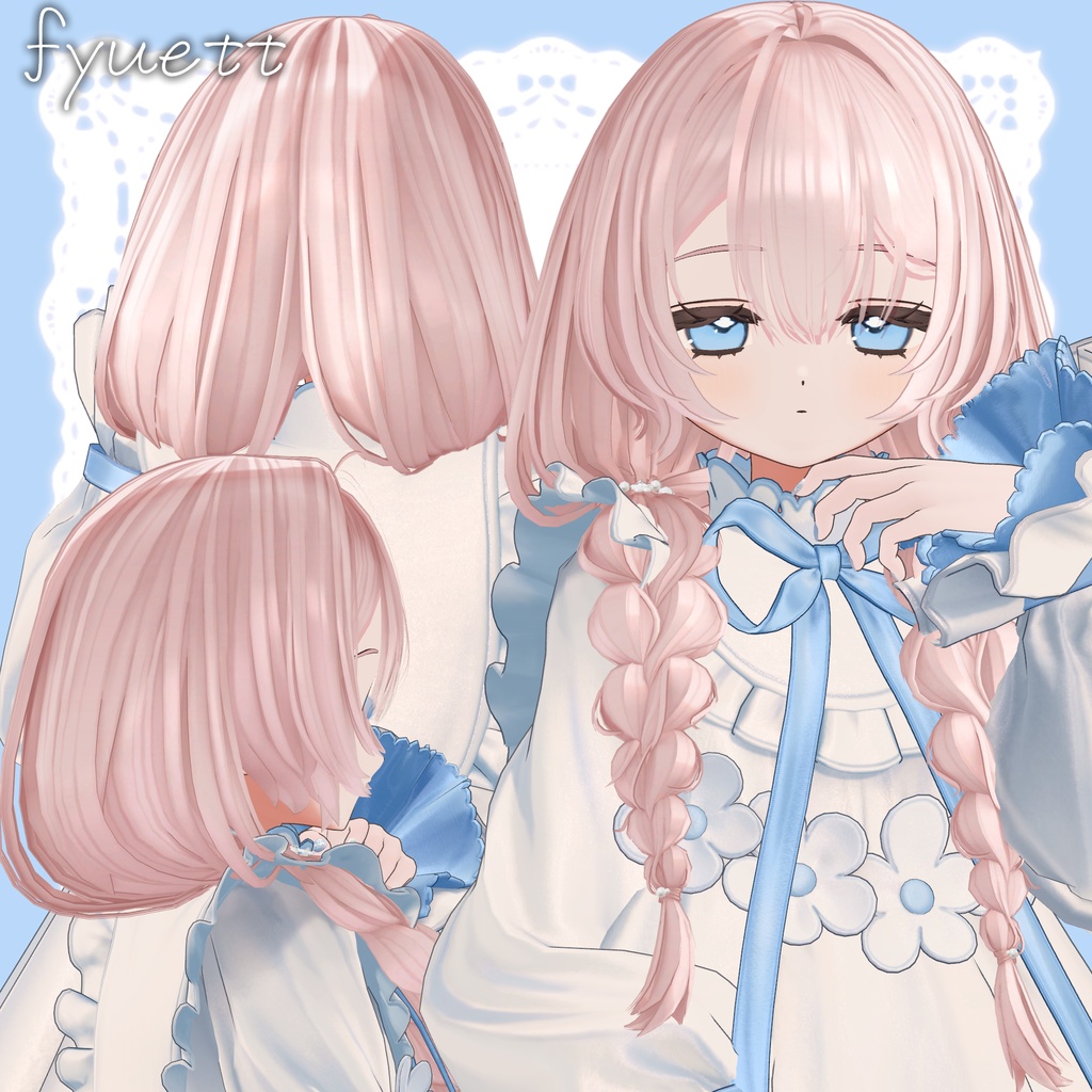 ✨️販売セール中!✨️【オリジナル3Dヘアモデル】みつあみローツイン(mituami_LowTwin)