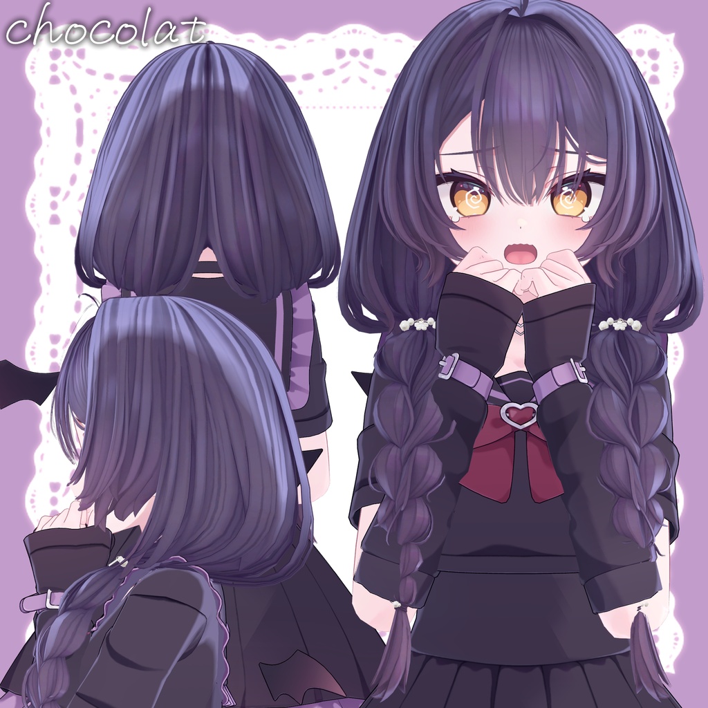 ✨️販売セール中!✨️【オリジナル3Dヘアモデル】みつあみローツイン(mituami_LowTwin)