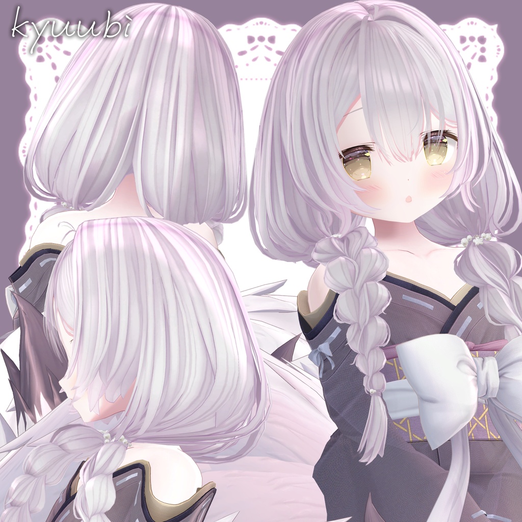 ✨️販売セール中!✨️【オリジナル3Dヘアモデル】みつあみローツイン(mituami_LowTwin)