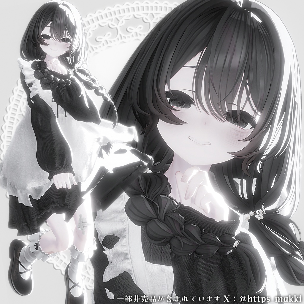 ✨️販売セール中!✨️【オリジナル3Dヘアモデル】みつあみローツイン(mituami_LowTwin)