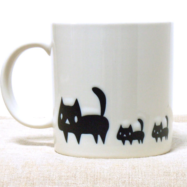 黒ネコ親子マグカップ(あんしんBOOTHパック(匿名)で自宅から発送)