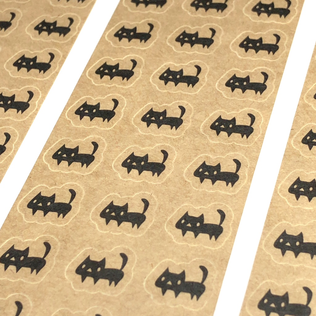 黒ネコ手帳用クラフト紙シール<27匹入り>(あんしんBOOTHパック(匿名)で自宅から発送)