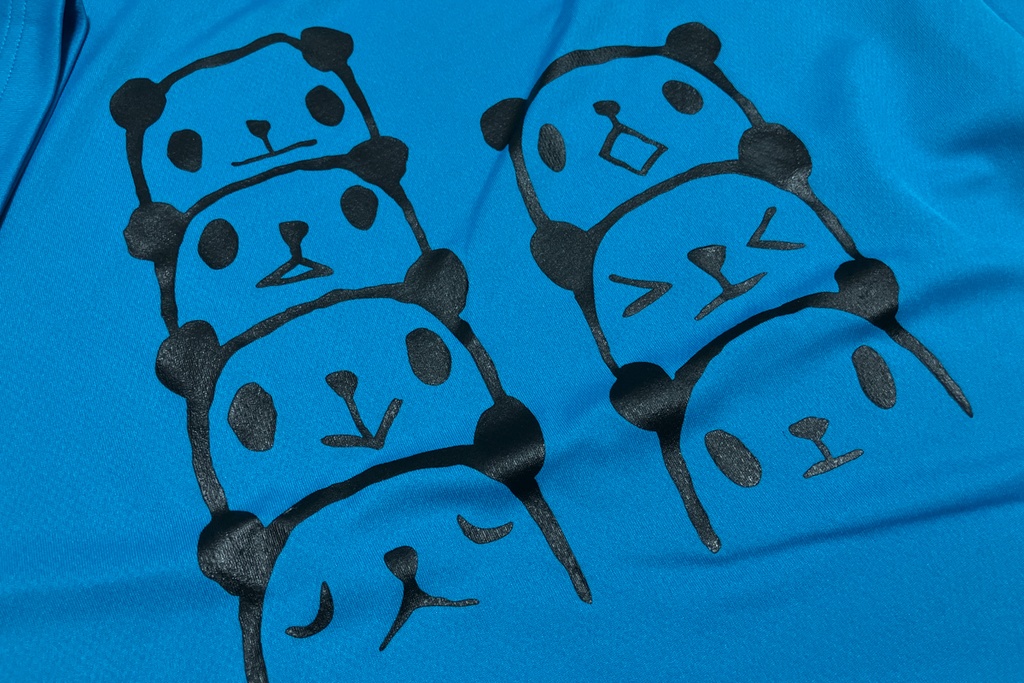 ★SALE★<速乾ドライ>【XL/Lサイズ】つみパンダTシャツ ターコイズブルー (あんしんBOOTHパック(匿名)で自宅から発送)