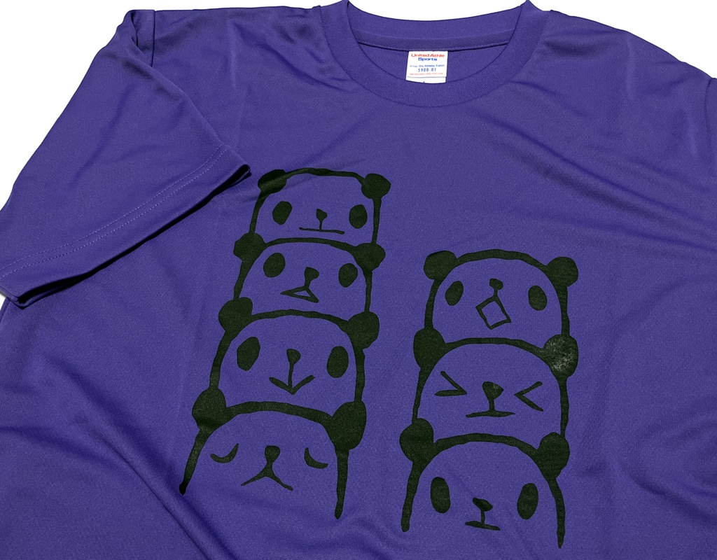 ★SALE★ <速乾ドライ>【Mサイズ】つみパンダTシャツ バイオレットパープル (あんしんBOOTHパック(匿名)で自宅から発送)