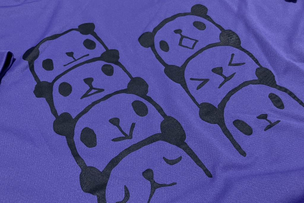 ★SALE★ <速乾ドライ>【Mサイズ】つみパンダTシャツ バイオレットパープル (あんしんBOOTHパック(匿名)で自宅から発送)