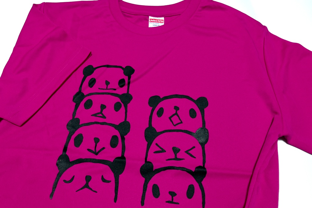 ★SALE★ <速乾ドライ>【Mサイズ】つみパンダTシャツ トロピカルピンク (あんしんBOOTHパック(匿名)で自宅から発送)