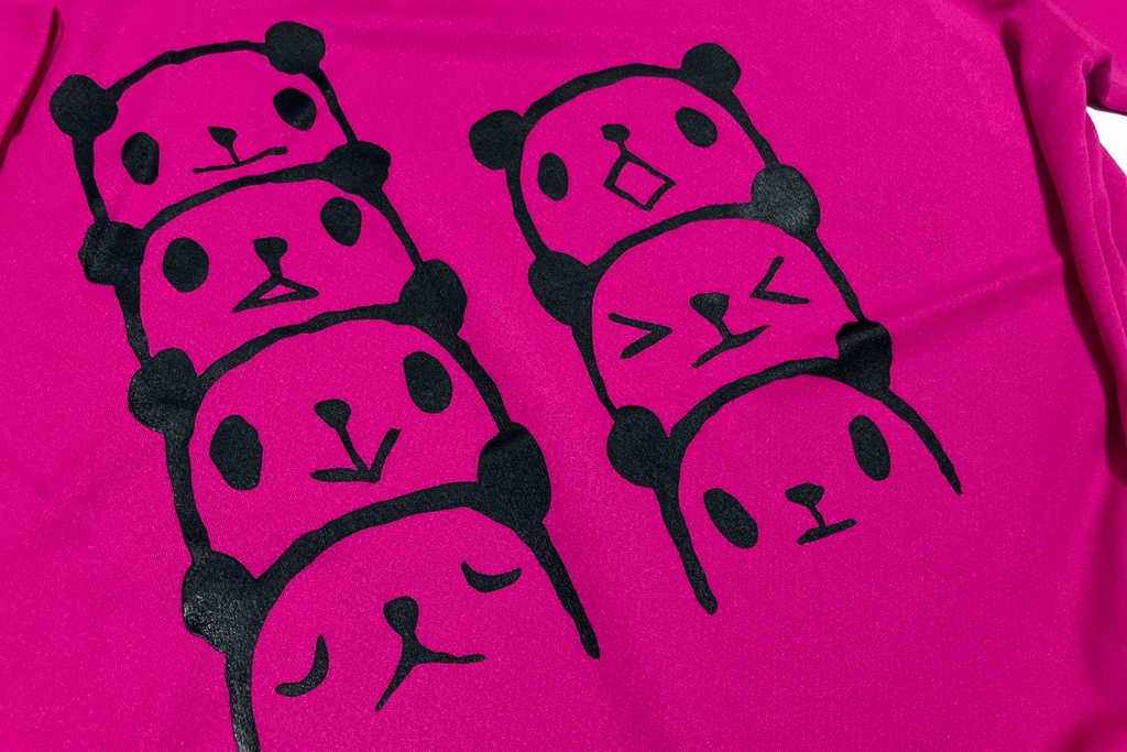 ★SALE★ <速乾ドライ>【Mサイズ】つみパンダTシャツ トロピカルピンク (あんしんBOOTHパック(匿名)で自宅から発送)