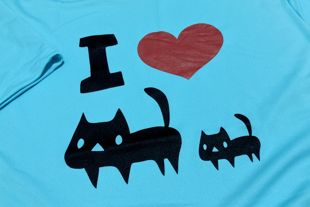 ★SALE★<速乾ドライ>【Mサイズ】I LOVE 黒ネコTシャツ(あんしんBOOTHパック(匿名)で自宅から発送)
