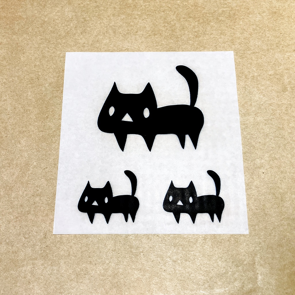 黒ネコ アイロンプリントシート(あんしんBOOTHパック（匿名）で自宅から発送)