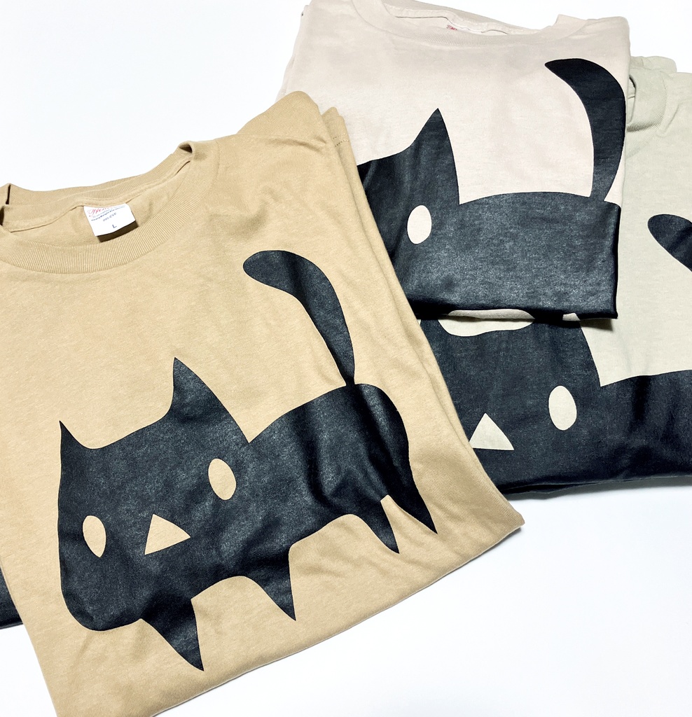<綿100%>【XL/L/Mサイズ】大きな黒ネコTシャツ(あんしんBOOTHパック（匿名）で自宅から発送)