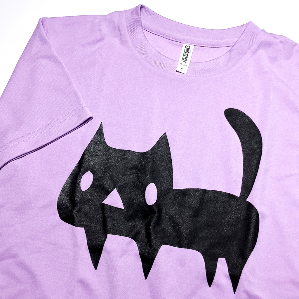 <速乾ドライ>【Sサイズ】大きな黒ネコTシャツ【188ライトパープル】(あんしんBOOTHパック（匿名）で自宅から発送)